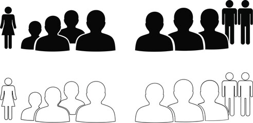 Group of people icons in different styles and colors for various uses online  vector graphics