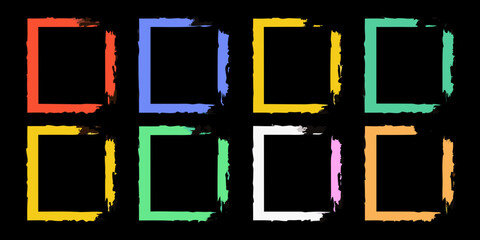 Colorful rectangular shapes arranged in a grid on a black background