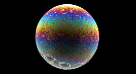 Obraz premium Iridescent soap bubble in holographic colors with rainbow sheen in studio lighting for abstract background