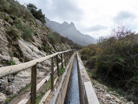 Irrigation canal walkway in the mountains of Castril, Spain