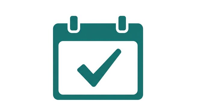 Green calendar icon with a checkmark