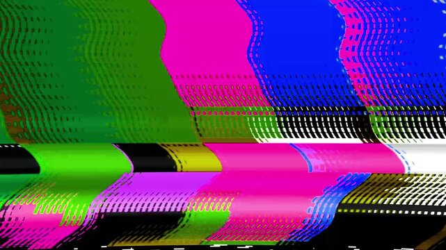 Analog Television Switch On Glitch with Static Interference Pattern and Switch Off Signal Drop 4K Glitch Overlay Transition Background