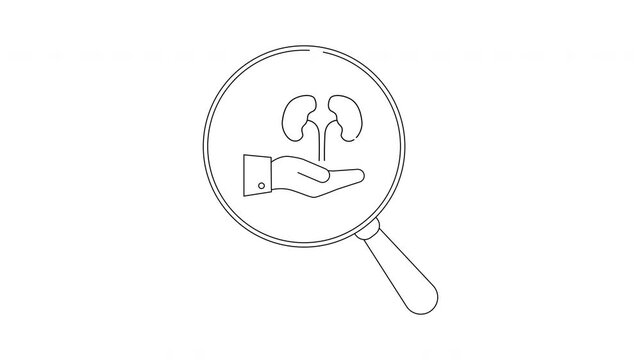 Kidney Health Checkup - Magnifying Glass Examines Organ.