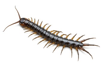 Obraz premium Close up image of a large black centipede with sharp legs