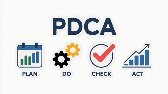 PDCA cycle business process management icons and symbols