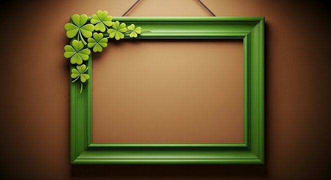 St Patrick's day green frame with shamrocks decoration