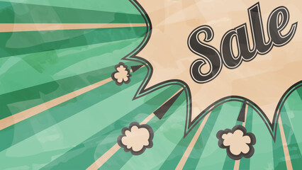 Obraz premium Colorful sale announcement with cartoon-style burst and vintage lettering.