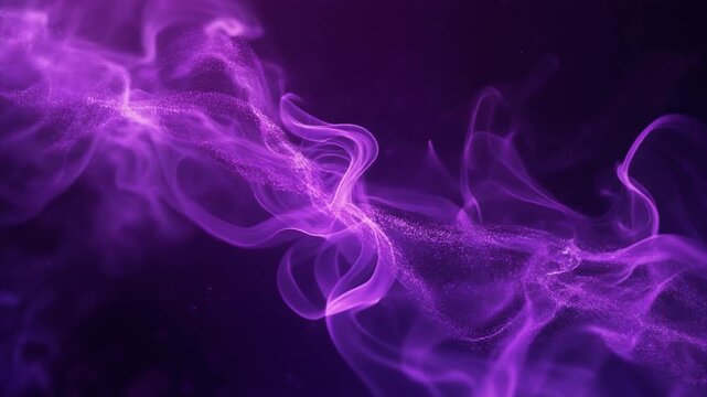 Futuristic looping purple glowing smoke merging soft s shaped patterns particle haze seamless surreal ambience cascading softly abstract cinematic loop