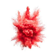 Explosion of Red Powder Cloud Isolated on Transparent Background © Top_Stock