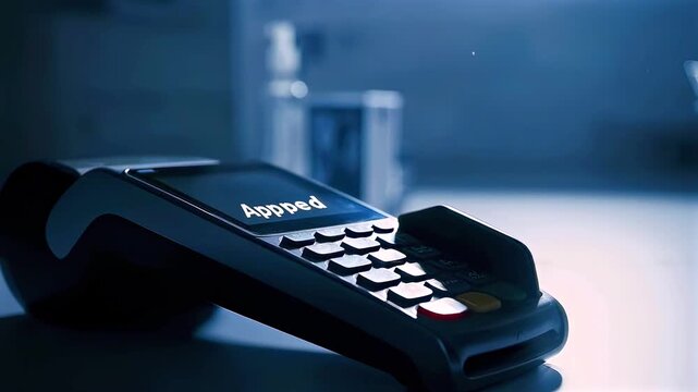Customer taps contactless card for lab tests, close-up of hand at medical terminal with green approval light, secure healthcare payment transaction, modern diagnostics billing concept.