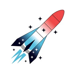 cartoon rocket flying in space