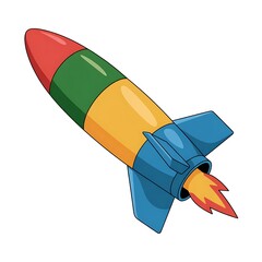 colorful rocket flying upwards