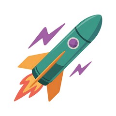 green cartoon rocket launching upwards