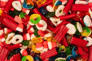 Assorted colorful gummy candies. Jelly  sweets.