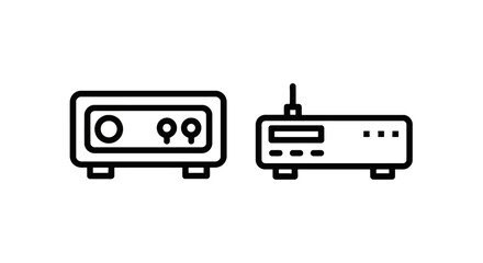 Fototapeta premium Network Device Icons: Router, Modem, and Hardware for Internet Connection and Communication Systems