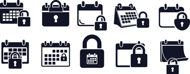 Security and calendar icons set with padlocks and locks © The Saki