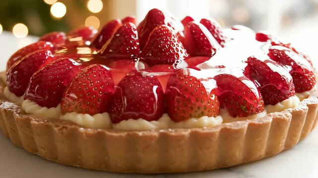 Delicious strawberry tart with fresh fruit and creamy filling