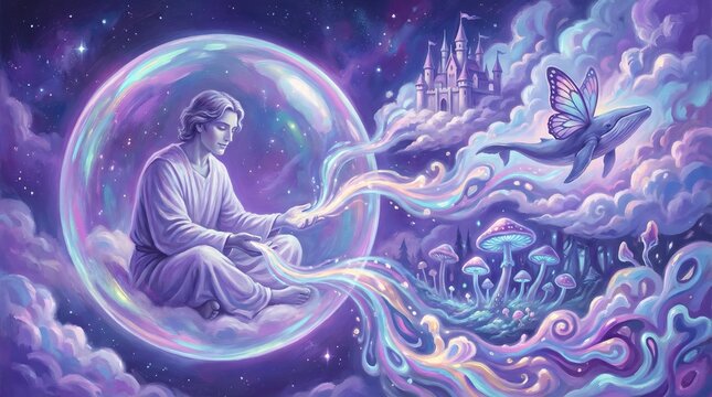 Surreal Morpheus Shaping Dreams From Stardust And Mist