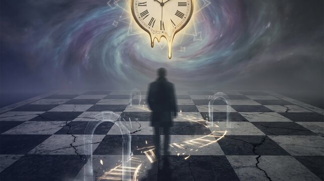 Surreal Existentialism Concept Showing A Lone Figure In An Empty Void