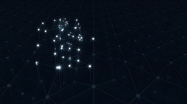 Abstract dark background with glowing nodes and interconnected lines