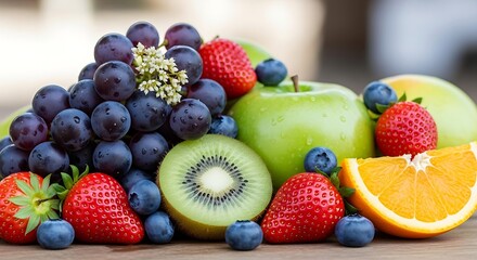 Obraz premium Vibrant assortment of colorful fruits, providing a natural and nutritious treat