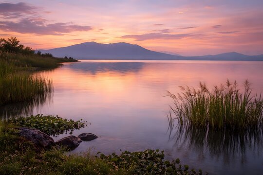 Serene Lake Chapala Reflections Mexico Landscape