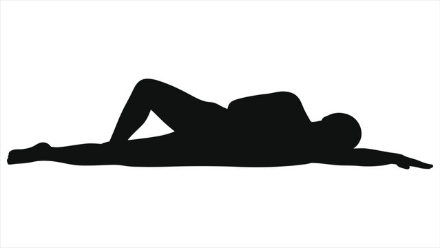 Decaying dead human corpse lying on ground silhouette, isolated on white vector murder victim asset for Halloween, crime scene, true crime, thriller, forensic horror design projects