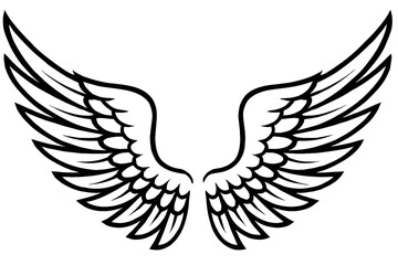 Obraz premium Spread Angel Wings Vector Illustration - Heavenly Flight Symbol for Spiritual Peace, Guardian Protection, and Divine Design