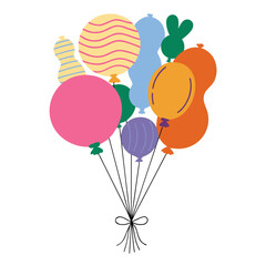 A colorful bunch of balloons in different shapes and sizes © Kholil