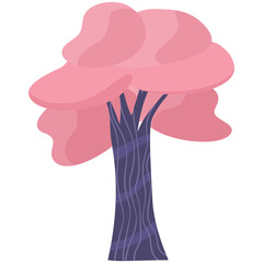 Vibrant pink tree with purple trunk and branches