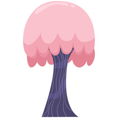 Vibrant pink tree with purple trunk and branches