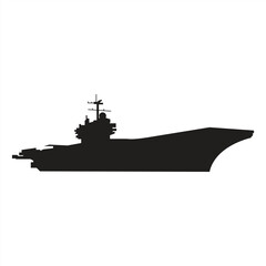 Modern aircraft carrier silhouette for naval and military designs © GraphicGlow