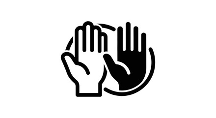 Obraz premium A black and white illustration of two hands in a circular motion