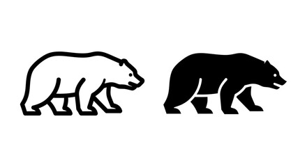 Obraz premium A black and white illustration of two bears walking side by side in a simple design