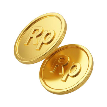 Golden coins with Indonesian Rupiah symbol for financial success