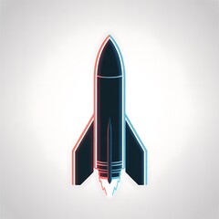 black rocket ship with neon outline