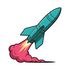 Cartoon rocket launching into space
