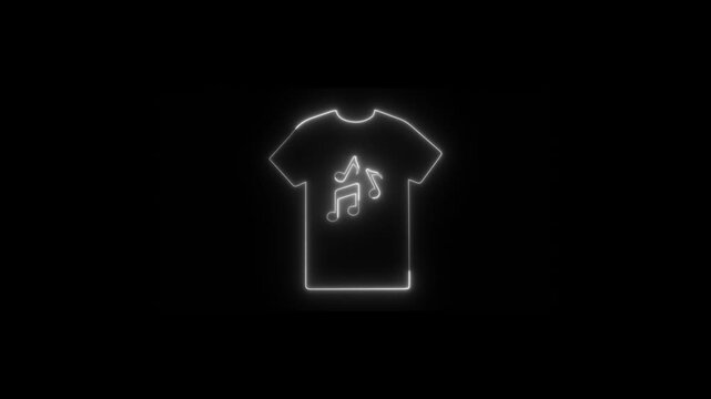 T-shirt icon, Glowing neon clothes icon isolated on black background. 4k Video motion