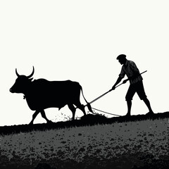Cow and calf on the beach and farm in playful silhouette illustration © Alhamdulillah