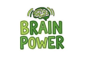 Fototapeta premium Brain Power Conceptual Text Design with Hand-Drawn Glowing Neural Activity Illustration