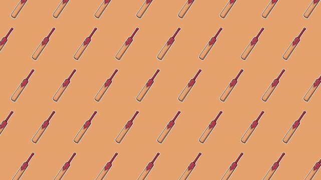 Seamless Cricket Bat Pattern Background, Wooden Bat Illustration Repeat Design, Outdoor Sport Loopable Animated Vector for Merchandise and Wallpaper