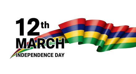 Celebrating mauritius independence day on 12th march with national flag