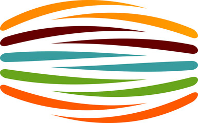 Obraz premium Colorful Horizontal Wavy Lines Logo Icon — Vibrant Abstract Stripe Emblem on Transparent Background