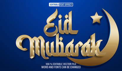 Editable 3d text style effect - Eid Mubarak text effect Template