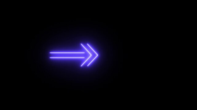 Neon up arrow, arrow icon concept animation, arrow sign left to right animation concept.