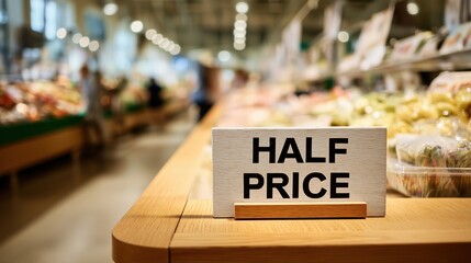 Discount Sale Sign in Grocery Store