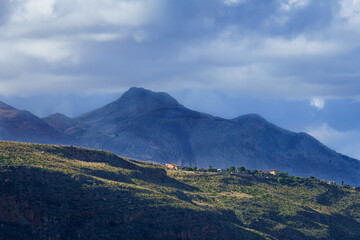 Dramatic Light and Shadow Play on Coastal Mountains Near Castellammare del Golfo, Sicily