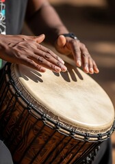 Rhythmic expression with an african percussion instrument djembe