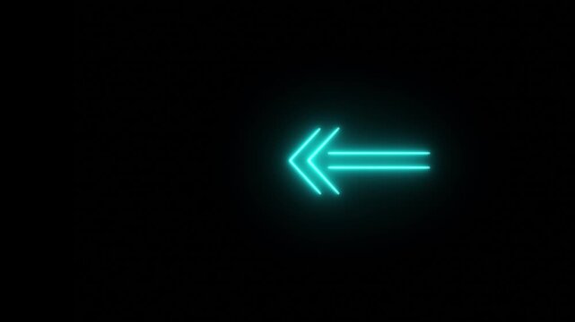 Neon left arrow, arrow icon concept animation, arrow sign right to left animation concept.