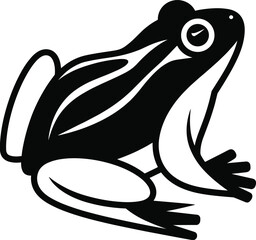 Obraz premium Stylized frog silhouette in bold graphic art, black and white amphibian illustration, minimal design, wildlife concept, artistic animal symbol